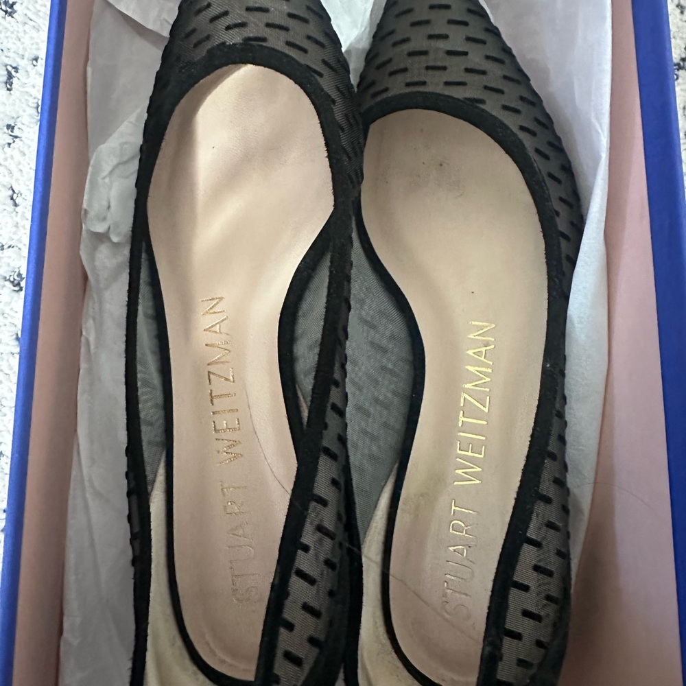 Stuart Weitzman Black Mesh Women's Loafers - Picture 2 of 4